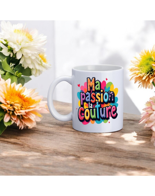 Mug, "Ma passion la couture (tag)"