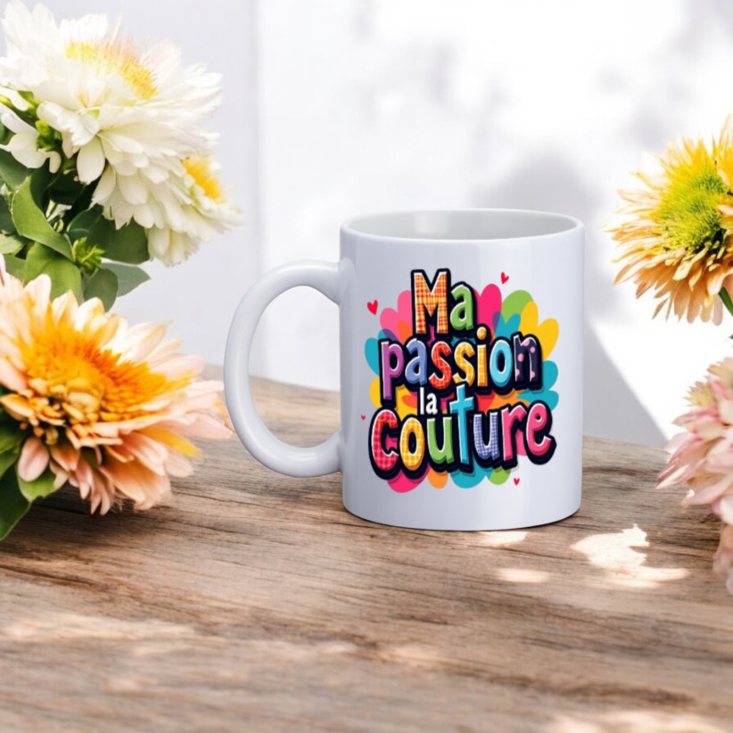 Mug, "Ma passion la couture (tag)"
