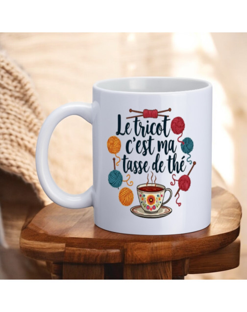 Mug, "Le tricot c'est ma tasse de thé"