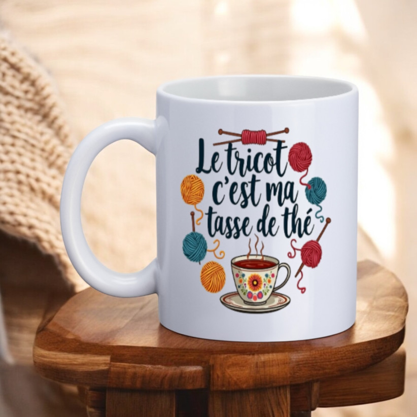 Mug, "Le tricot c'est ma tasse de thé"