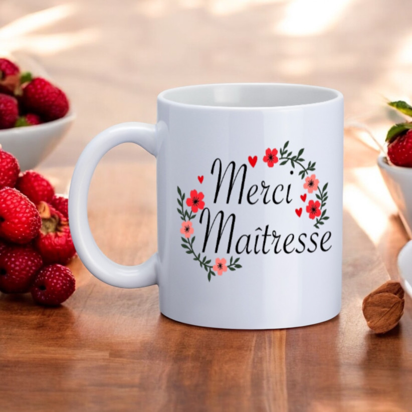 Mug, "Merci maîtresse (flowers)"