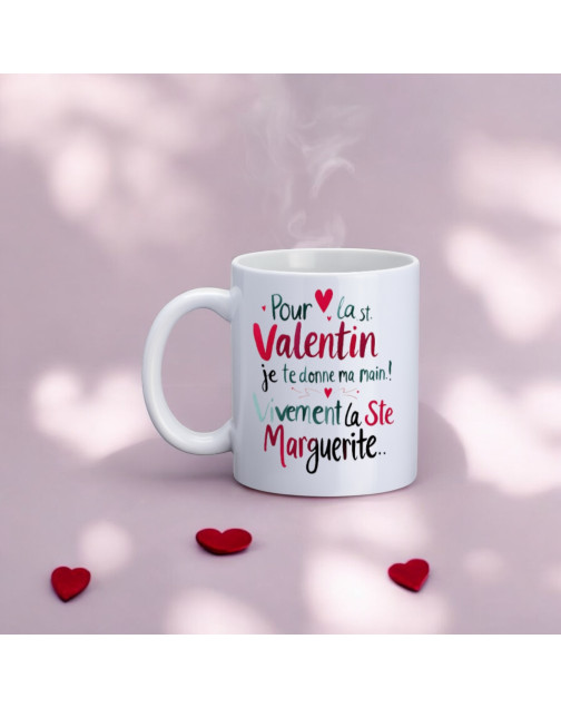 Mug, "Pour la St Valentin je te donne ma main... (rouge)"