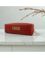 Trousse écolière, "Velours côtelé" terra