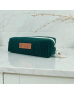 Trousse écolière, "Velours côtelé" sapin