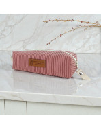 Trousse écolière, "Velours côtelé" rose
