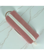 Trousse écolière, "Velours côtelé" rose