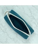 Trousse écolière, "Velours côtelé" pétrole