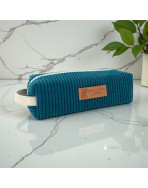 Trousse écolière, "Velours côtelé" pétrole