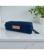 Trousse écolière, "Velours côtelé" marine