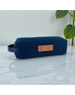 Trousse écolière, "Velours côtelé" marine