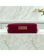 Trousse écolière, "Velours côtelé" lie de vin