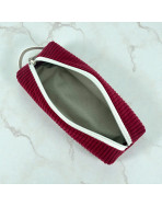 Trousse écolière, "Velours côtelé" lie de vin