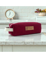 Trousse écolière, "Velours côtelé" lie de vin