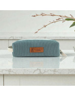 Trousse écolière, "Velours côtelé" céladon