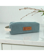 Trousse écolière, "Velours côtelé" céladon