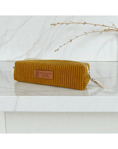 Trousse écolière, "Velours côtelé" camel