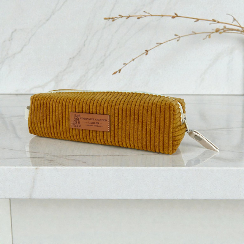 Trousse écolière, "Velours côtelé" camel