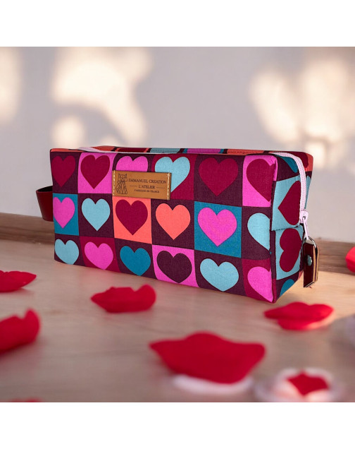 Trousse nomade S, "Love" bordeaux