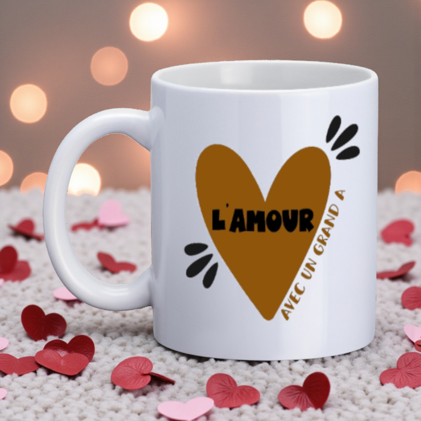 Mug, "L'amour avec un grand A (camel)"