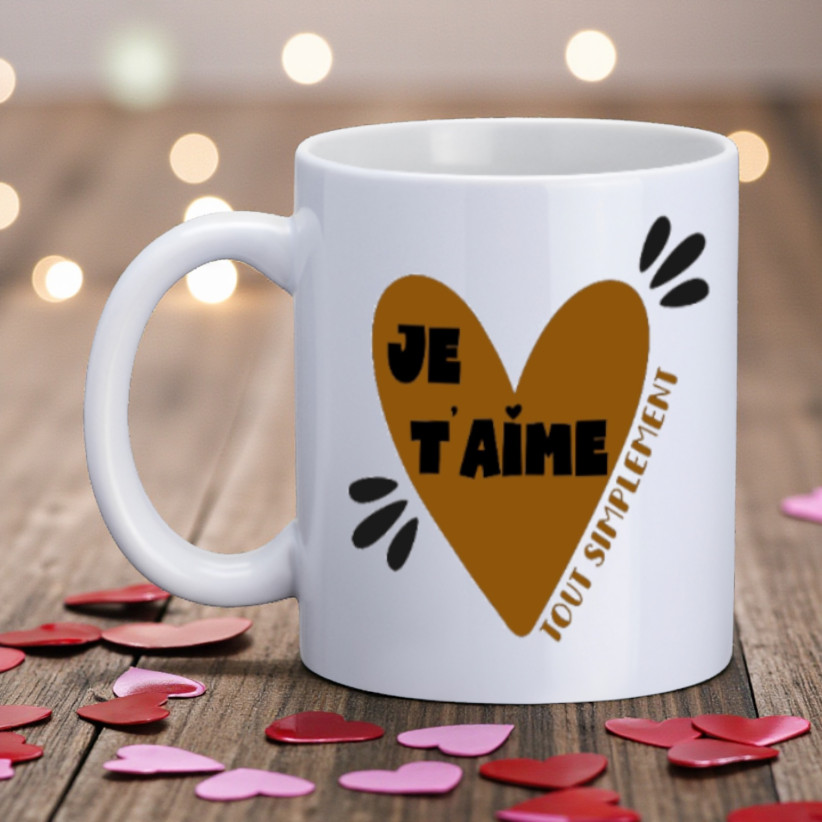 Mug, "Je t'aime tout simplement (camel)"
