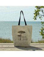 Cabas de plage M, "J'peux pas j'ai plage" pins, jute scintillant