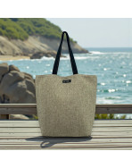 Cabas de plage M, "J'peux pas j'ai plage" pins, jute scintillant