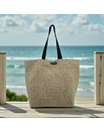 Cabas de plage L, "J'peux pas j'ai plage" lunette, jute scintillant