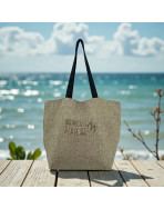 Cabas de plage L, "Mademoiselle à la plage" jute scintillant