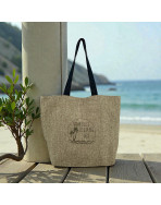 Cabas de plage L, "Mademoiselle à la plage" jute scintillant