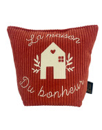 Cale-portes sac, "La maison du bonheur" Velours côtelé terra