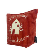 Cale-portes sac, "La maison du bonheur" Velours côtelé terra