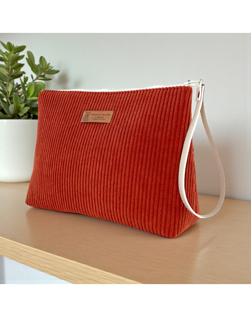 Trousse Ibiza, "Velours côtelé" terra