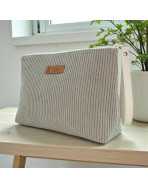 Trousse Ibiza, "Velours côtelé" taupe