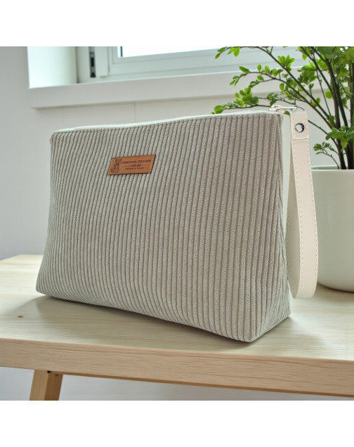 Trousse Ibiza, "Velours côtelé" taupe