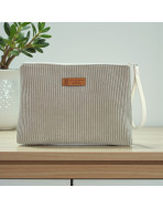 Trousse Ibiza, "Velours côtelé" taupe