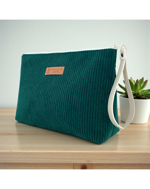 Trousse Ibiza, "Velours côtelé" sapin