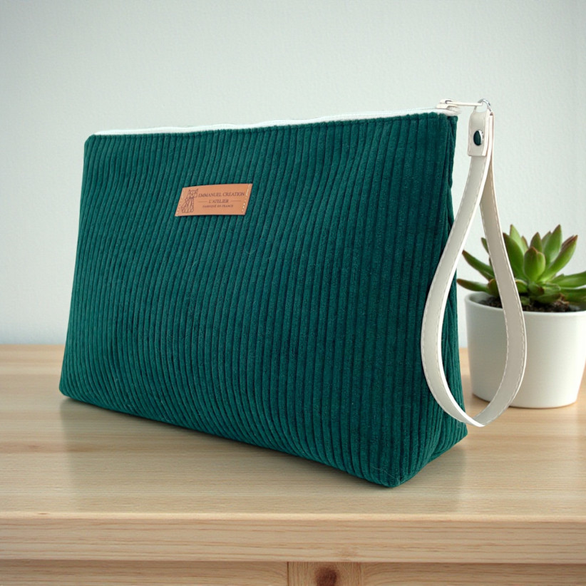 Trousse Ibiza, "Velours côtelé" sapin