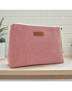 Trousse Ibiza, "Velours côtelé" rose