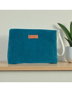 Trousse Ibiza, "Velours côtelé" pétrole