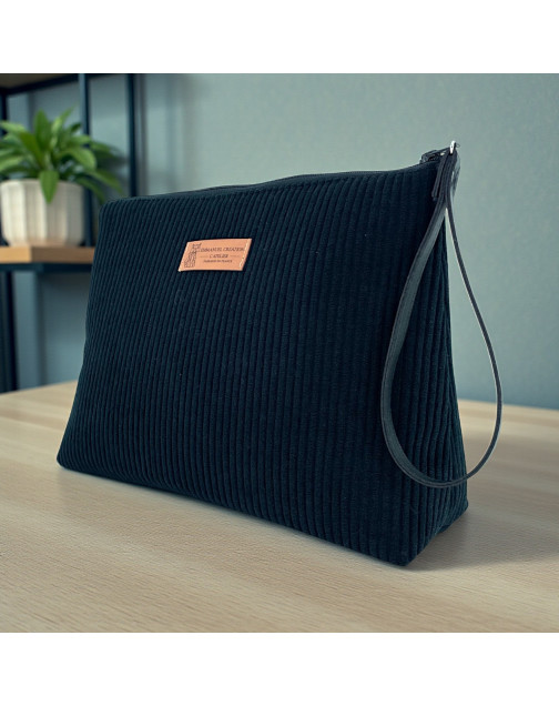Trousse Ibiza, "Velours côtelé" noir
