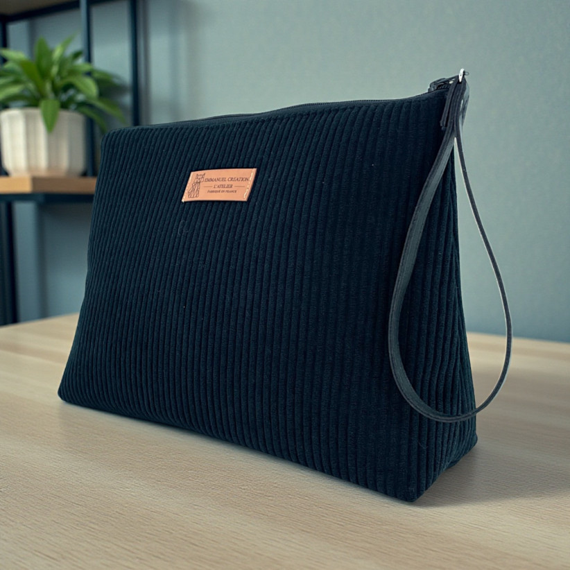 Trousse Ibiza, "Velours côtelé" noir