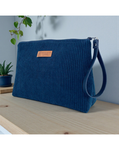 Trousse Ibiza, "Velours côtelé" marine