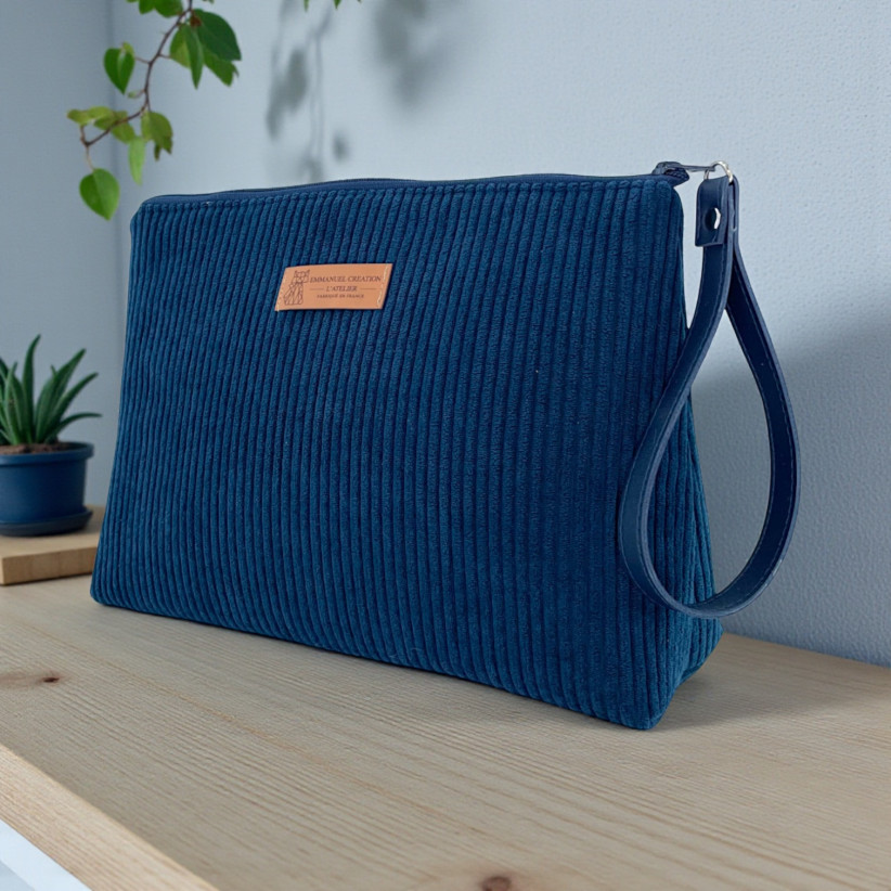 Trousse Ibiza, "Velours côtelé" marine