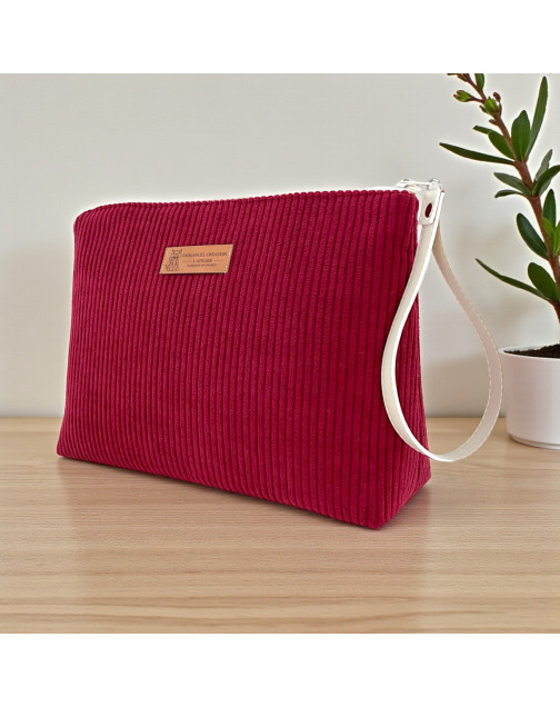 Trousse Ibiza, "Velours côtelé" lie de vin