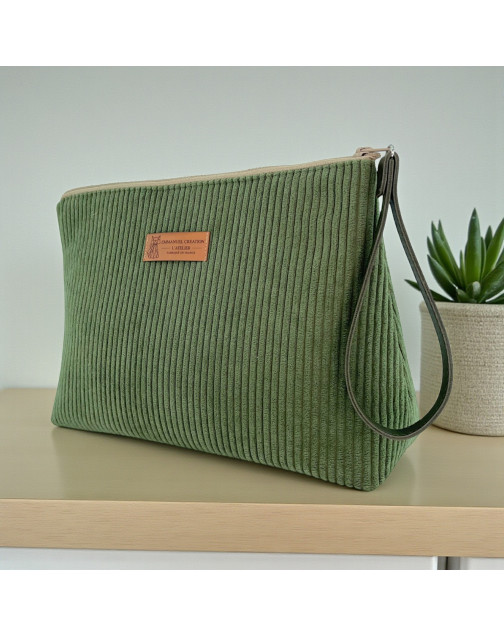 Trousse Ibiza, "Velours côtelé" kaki