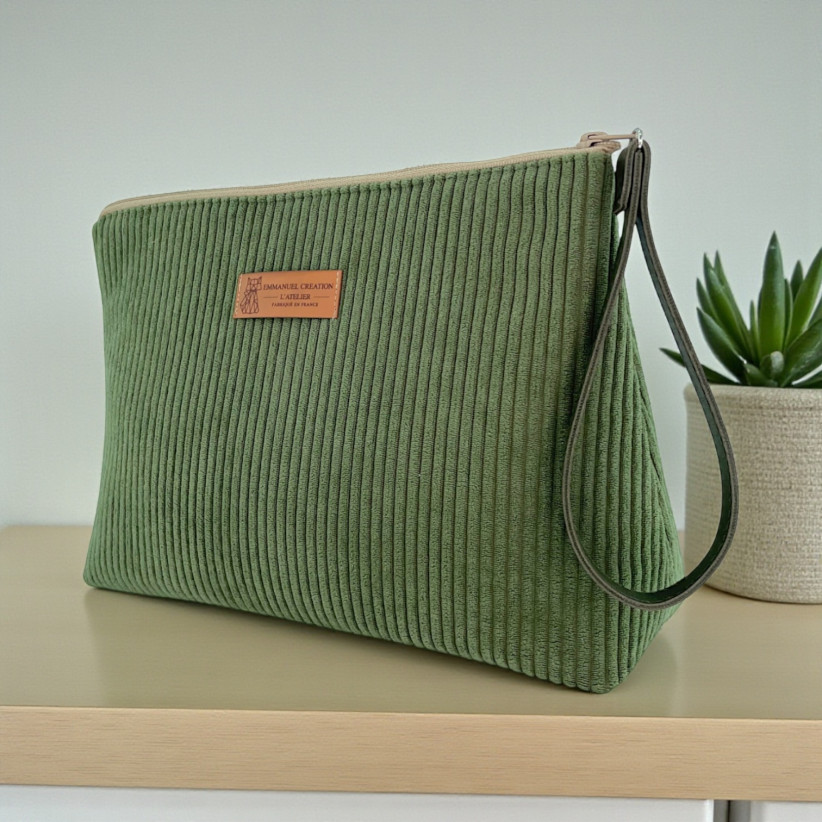 Trousse Ibiza, "Velours côtelé" kaki