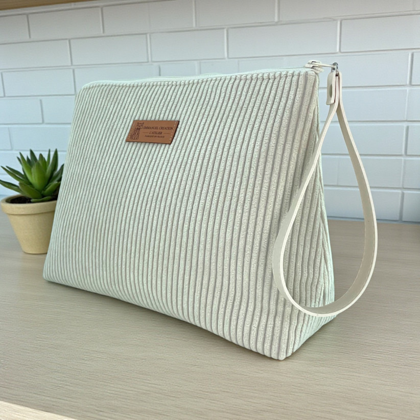 Trousse Ibiza, "Velours côtelé" écru