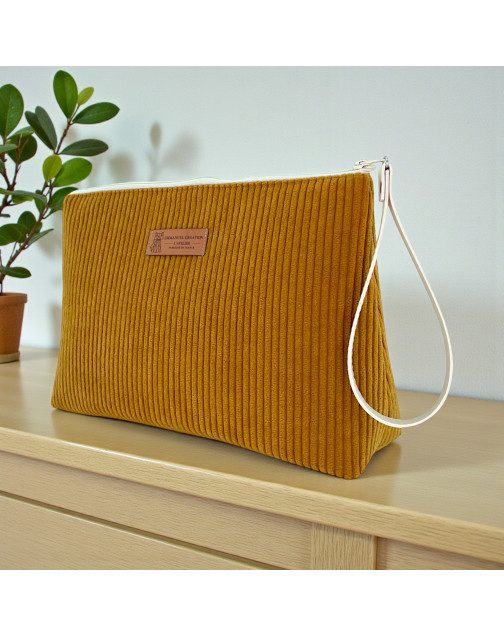 Trousse Ibiza, "Velours côtelé" camel