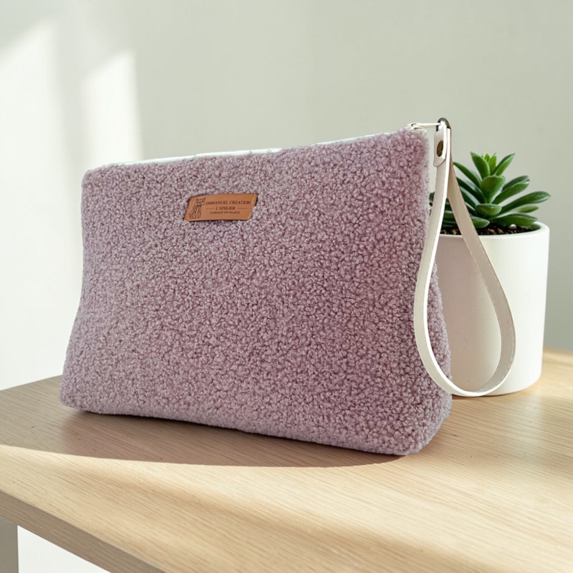 Trousse Ibiza, "Bouclette" rose