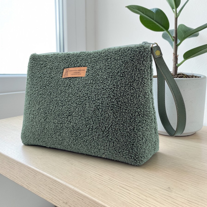 Trousse Ibiza, "Bouclette" kaki